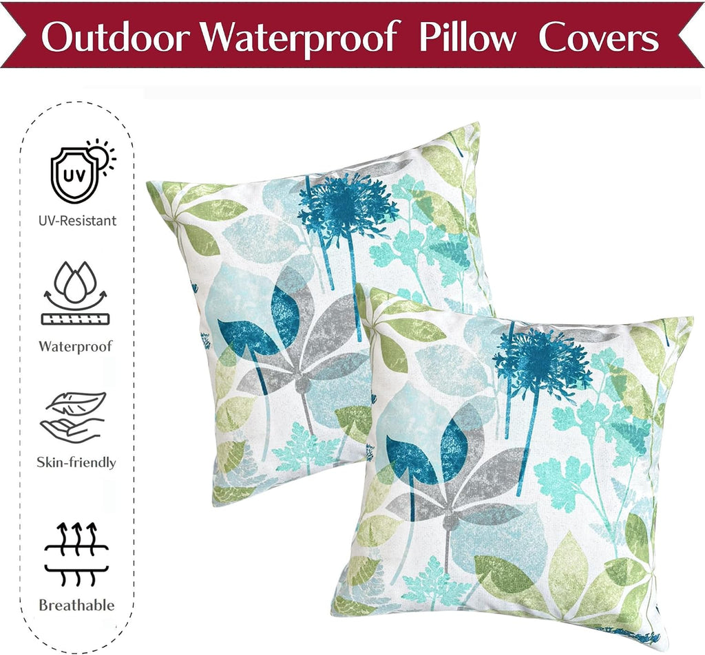 Floral Double-Sided 2-Pack Waterproof Pillow Covers 18x18