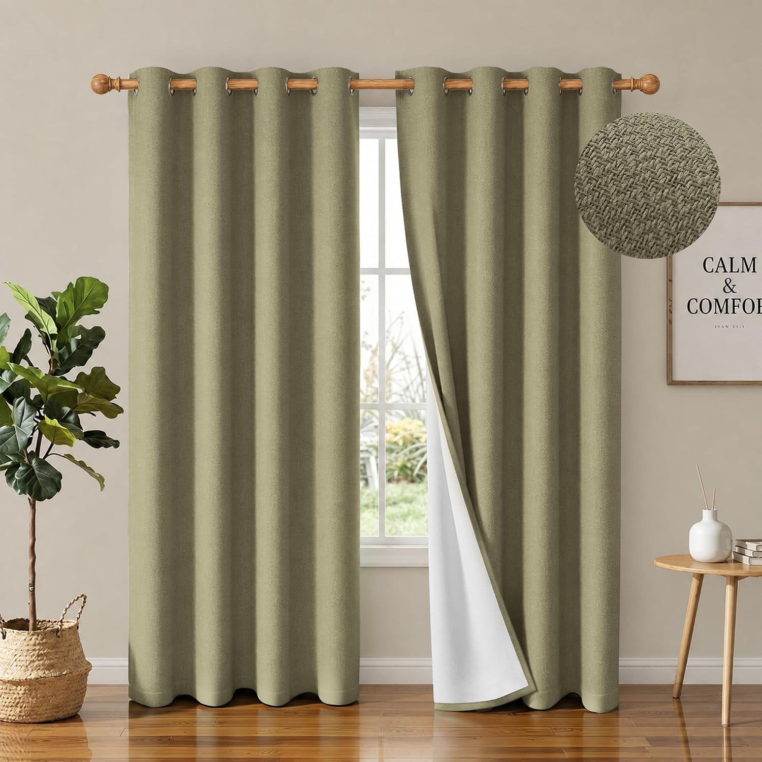 Taupe Herringbone Blackout Grommet Curtains 54x84 Set of 2