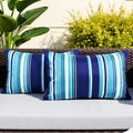 Dark Blue Striped 2-Pack Waterproof Lumbar Pillow Covers 12x20