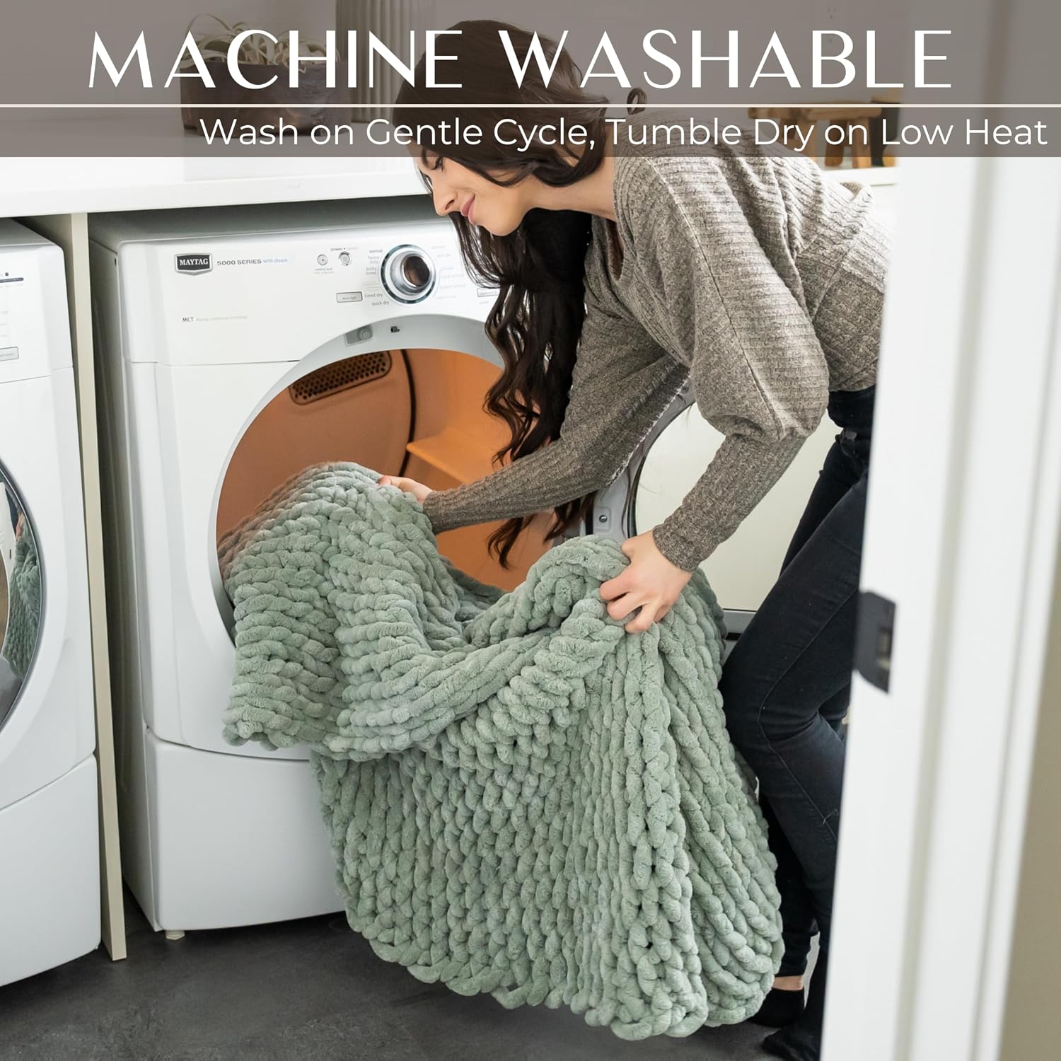 Graphite Gray Chunky Cable Knit Throw Blanket 50x60