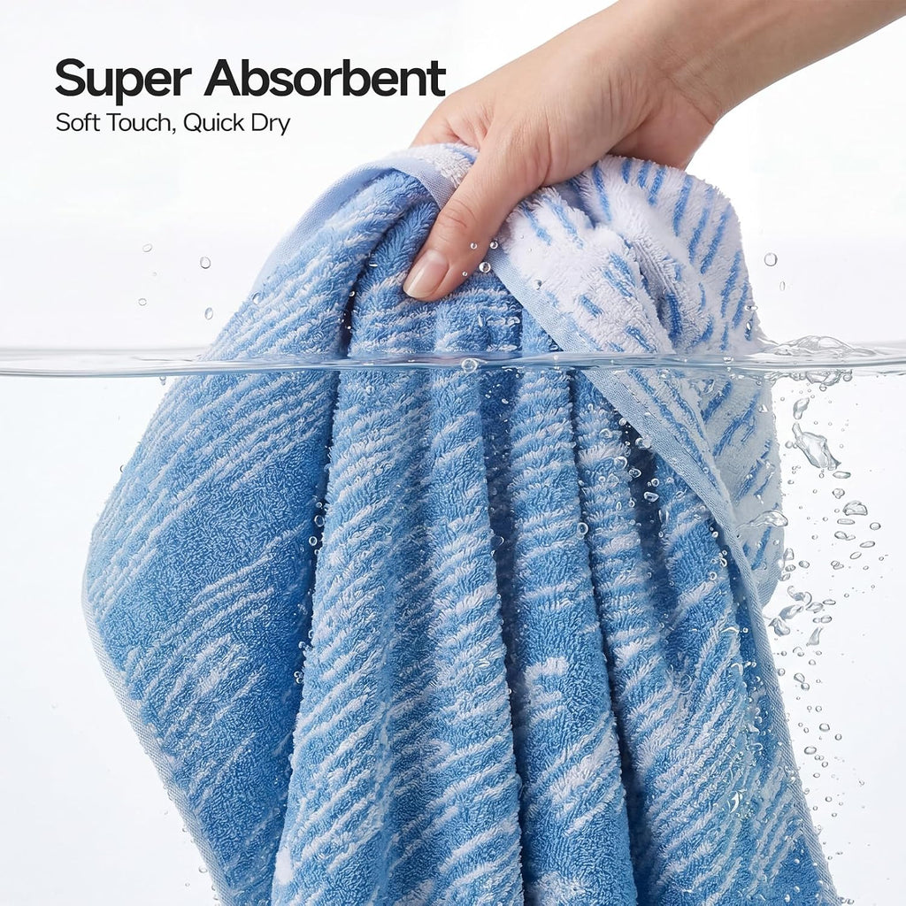 Blue Reversible 6-Piece Cotton Towel Set