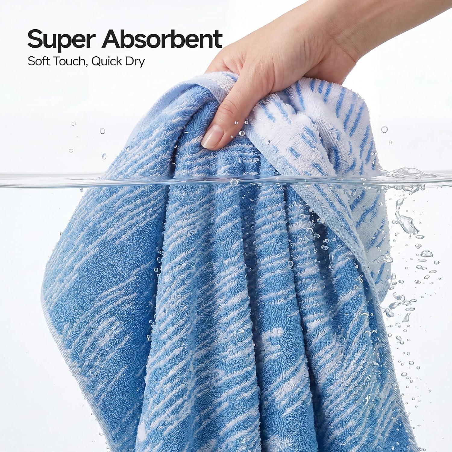 Blue Reversible 6-Piece Cotton Towel Set