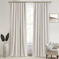 Cream Ivory Faux Linen Blackout Curtains 50x100 Set of 2