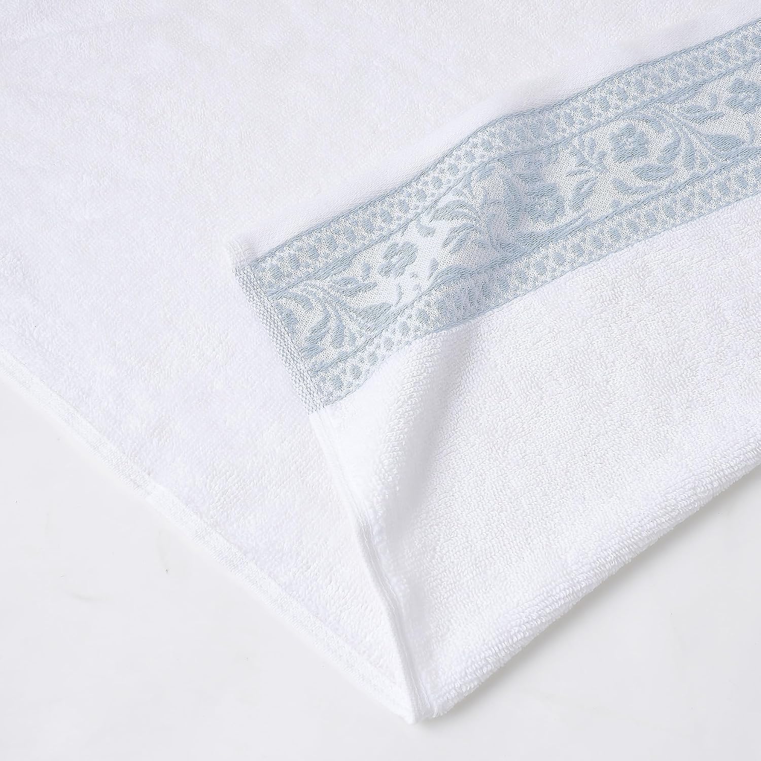 Light Blue Floral Cotton 6-Piece Towel Set
