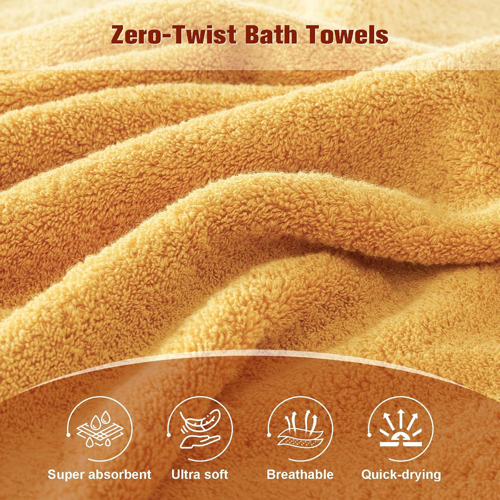 Mustard Gold Turkish Cotton 6-Piece Towel Set