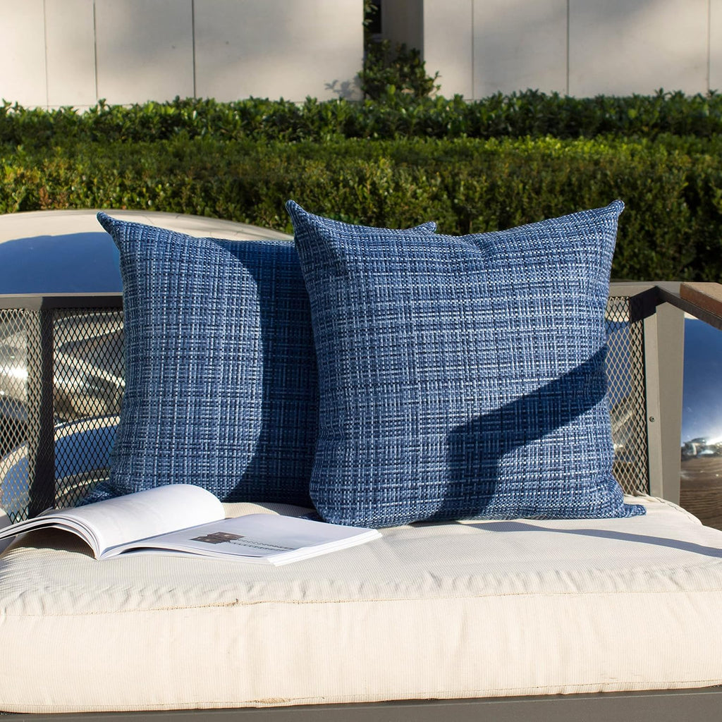 Navy Blue 2-Pack Waterproof Outdoor Pillow Covers 24x24