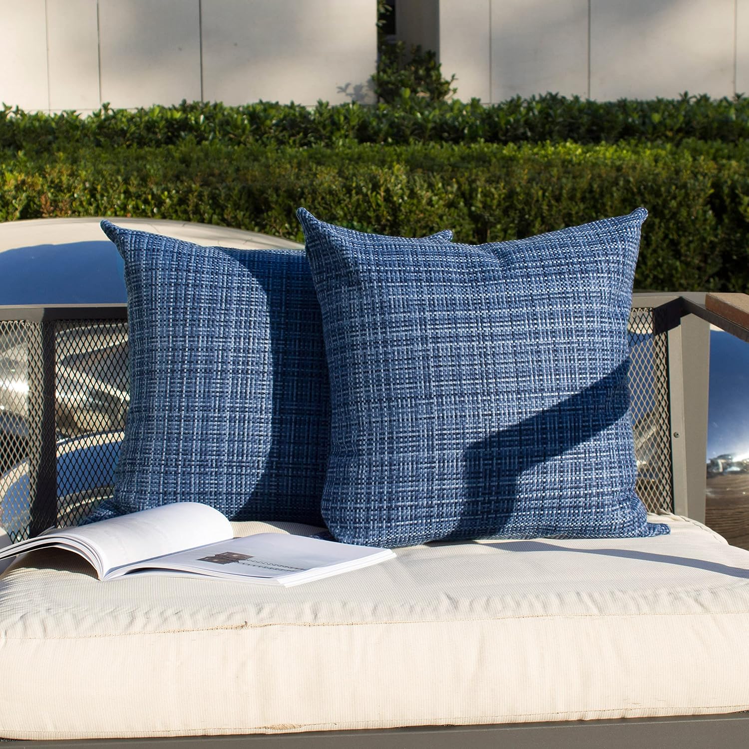 Navy Blue 2-Pack Waterproof Outdoor Pillow Covers 24x24
