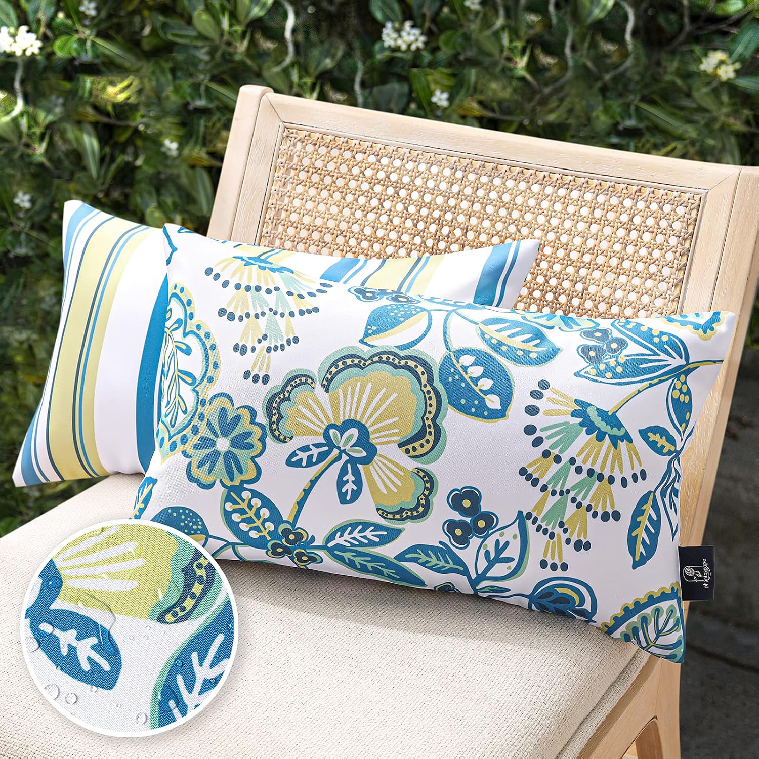 Off White Floral Waterproof 2-Pack Pillow Covers