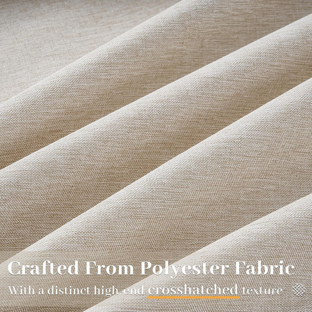Natural Linen Textured Semi Sheer Pinch Pleated Curtains 84in Set of 2