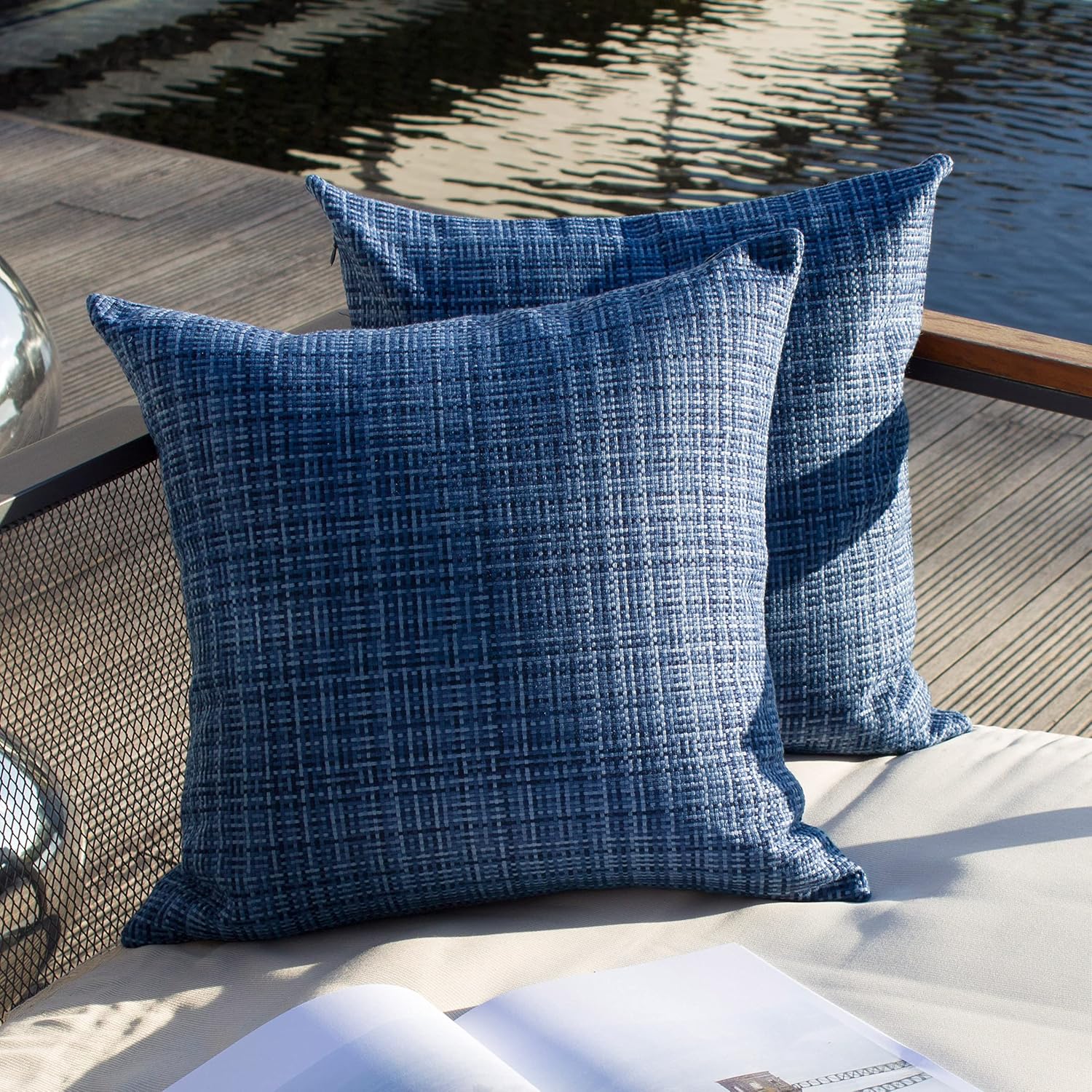 Navy Blue 2-Pack Waterproof Outdoor Pillow Covers 24x24