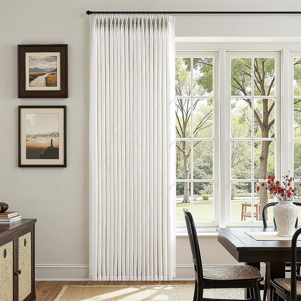 Ivory Linen Pinch Pleat Curtains 84" 2 Panels