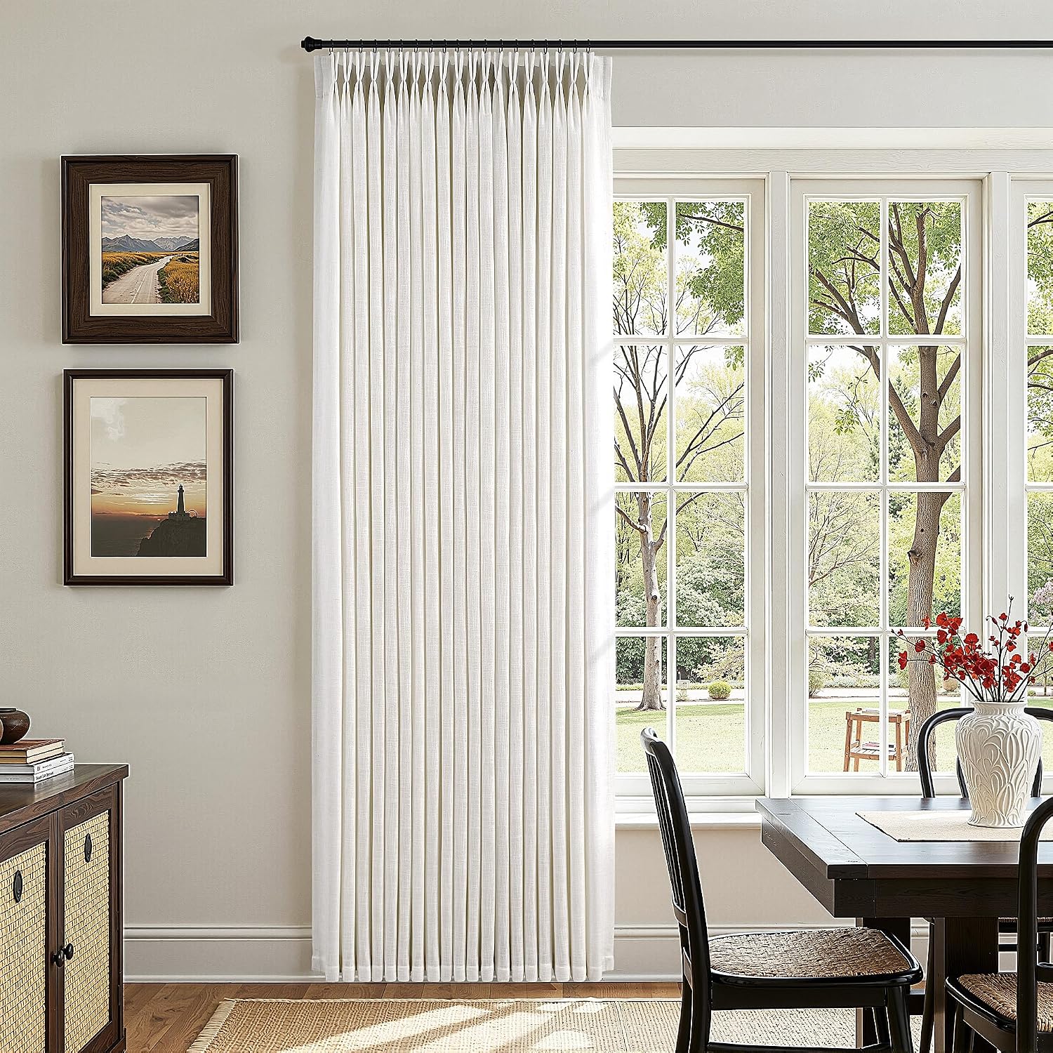 Ivory Linen Pinch Pleat Curtains 84" 2 Panels