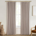 Tan Beige Pinch Pleated Blackout Linen Curtains 40x84 Set of 2