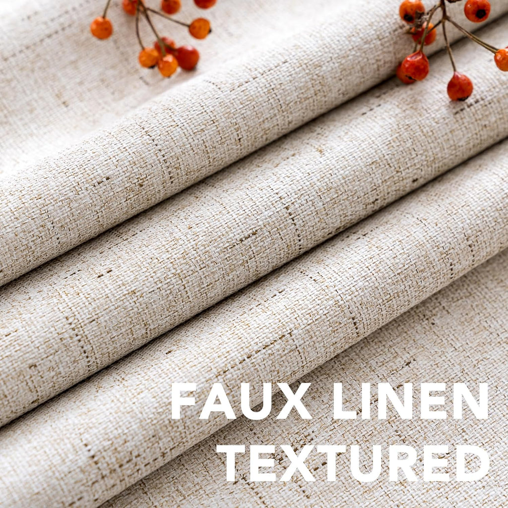Natural Linen Look Blackout Grommet Curtains 52x84 Set of 2