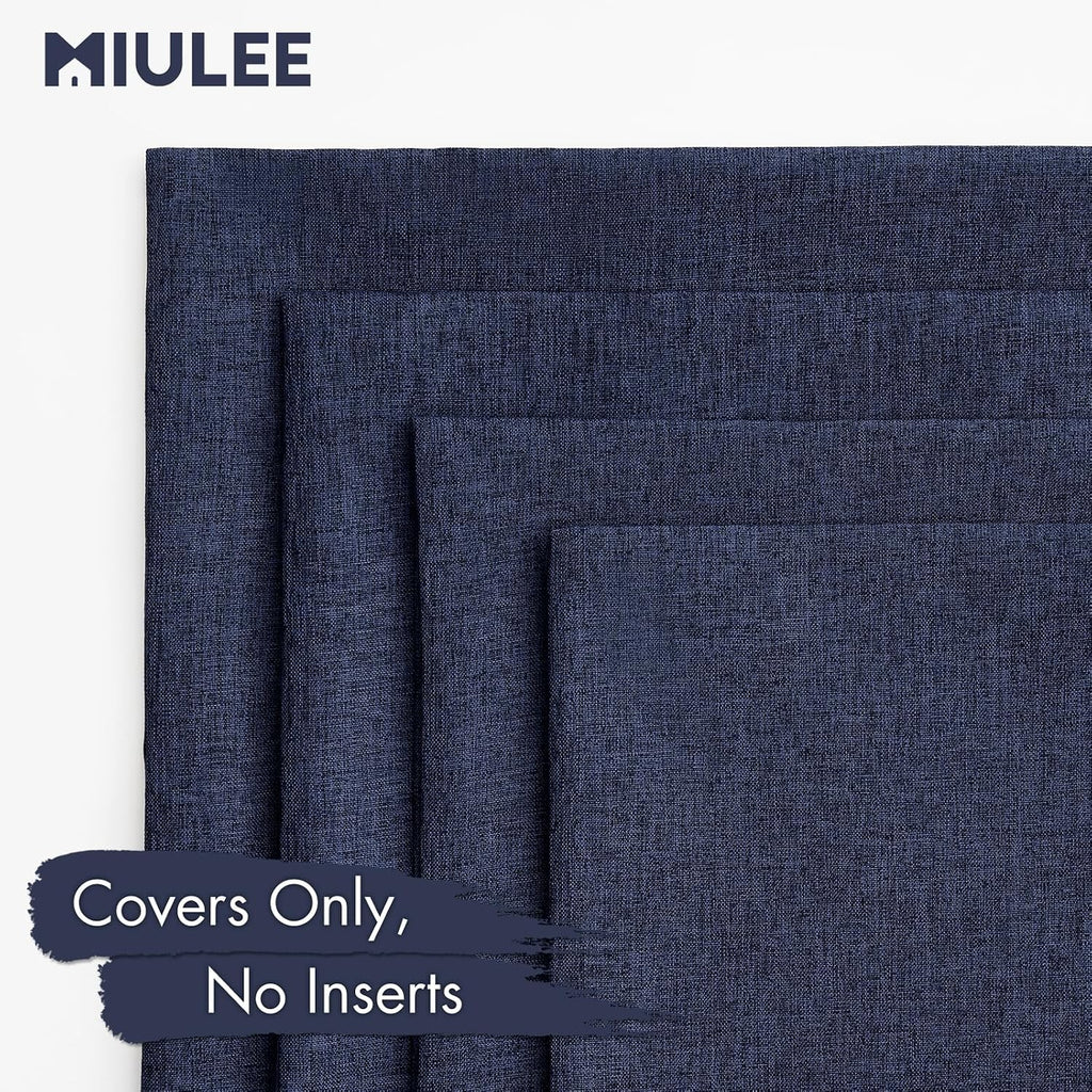 Navy Linen Waterproof 4-Pack Outdoor Pillow Covers 16x16