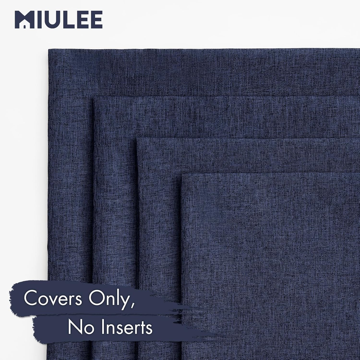 Navy Linen Waterproof 4-Pack Outdoor Pillow Covers 16x16