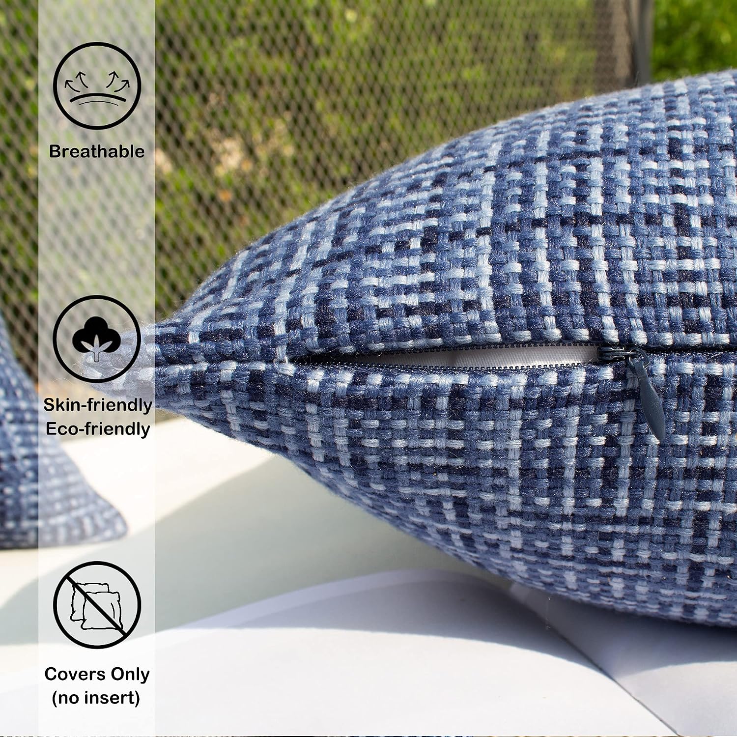 Navy Blue 2-Pack Waterproof Outdoor Pillow Covers 24x24