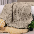 Taupe Handmade Chunky Cable Knit Throw Blanket 50x60