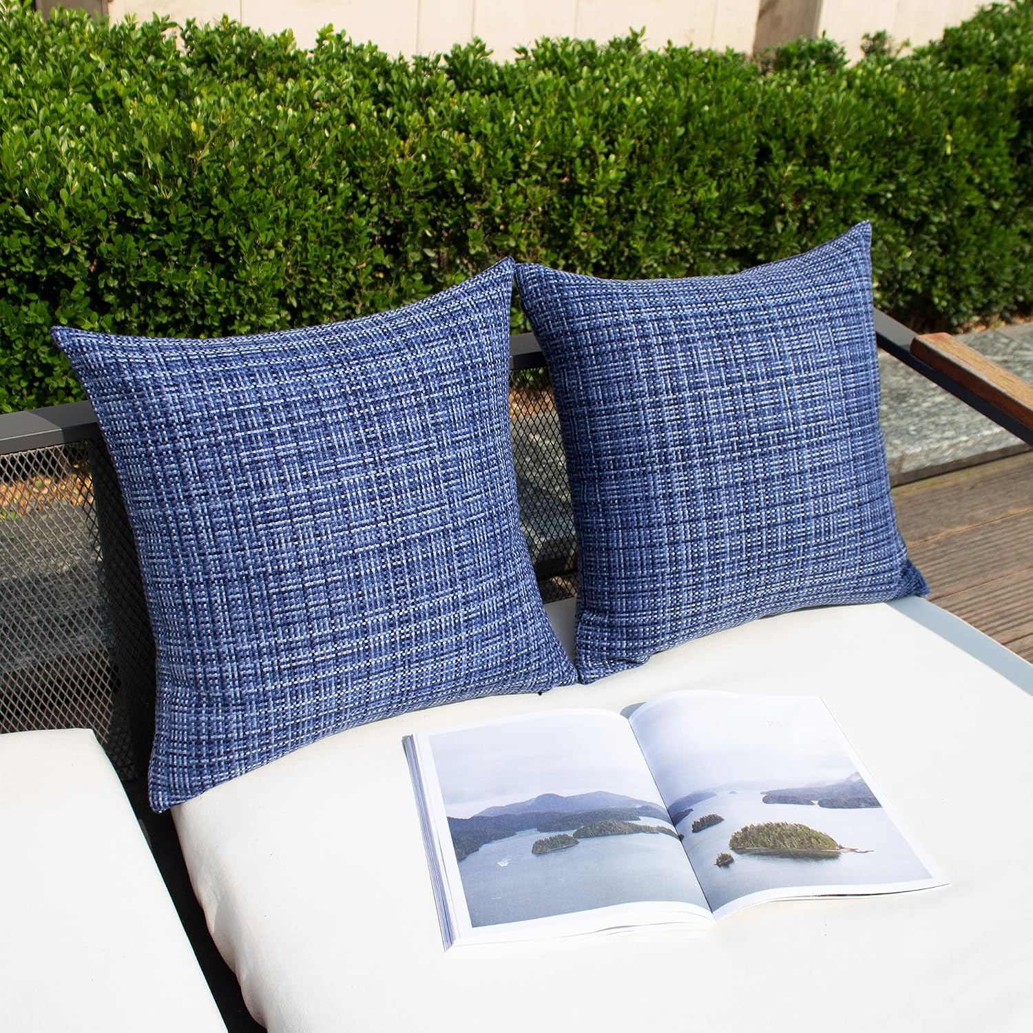 Navy Blue 2-Pack Waterproof Outdoor Pillow Covers 24x24