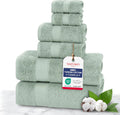 Green Turkish Cotton 6-Piece Bath Towel Set