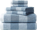Oak Lake Blue Striped 6-Piece Cotton Towel Set