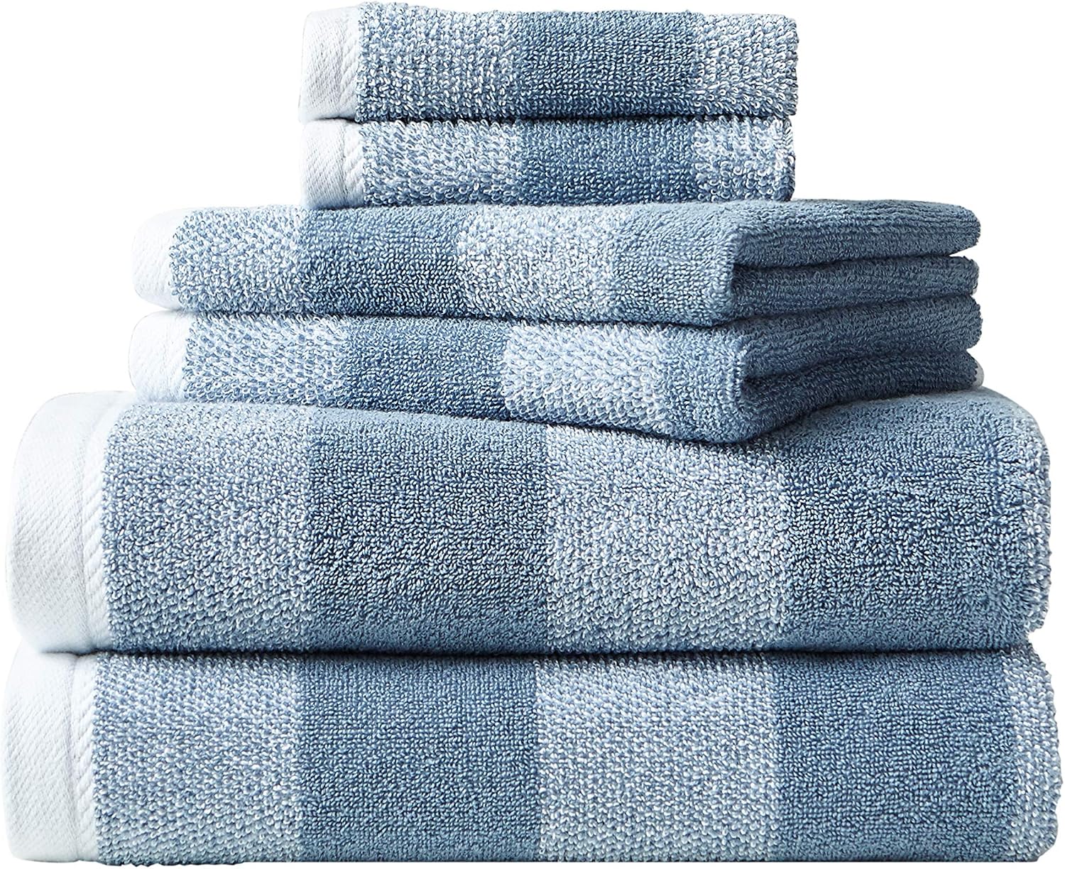 Oak Lake Blue Striped 6-Piece Cotton Towel Set