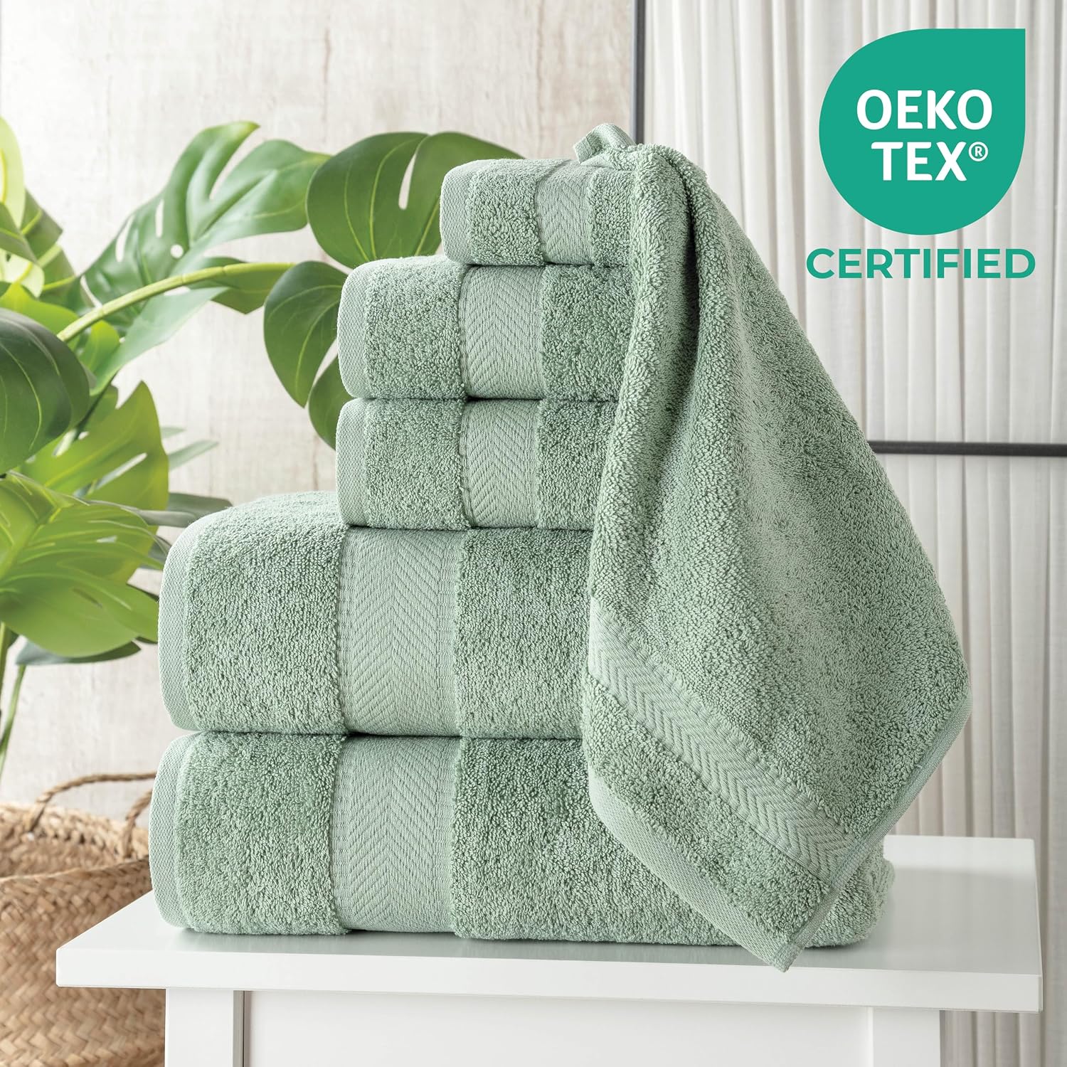 Green Turkish Cotton 6-Piece Bath Towel Set