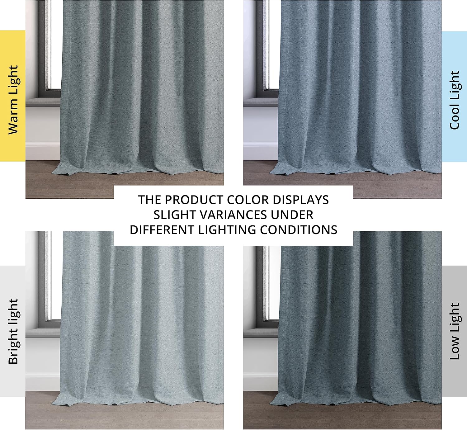 Gulf Blue Bellino Faux Linen Room Darkening Curtain 50x84 Single Panel